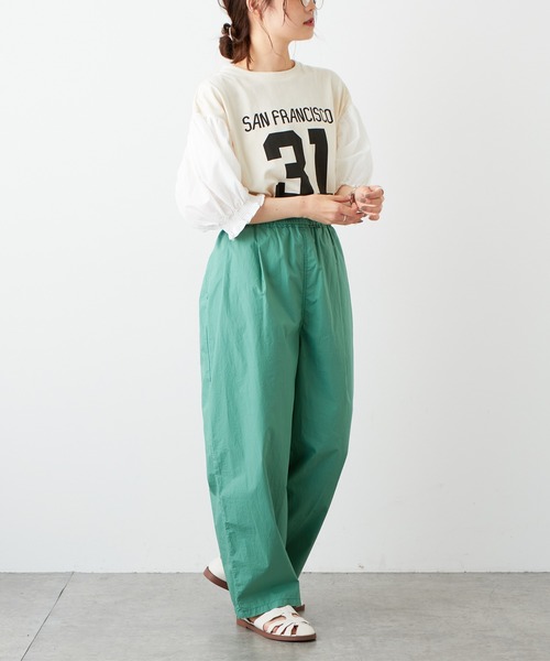 PUAL CE CIN（ピュアルセシン）の「ボリューム袖ナンバリングT（Tシャツ/カットソー・レディース・ベージュ/グリーン/ナチュラル・FREE）」の8枚目の写真