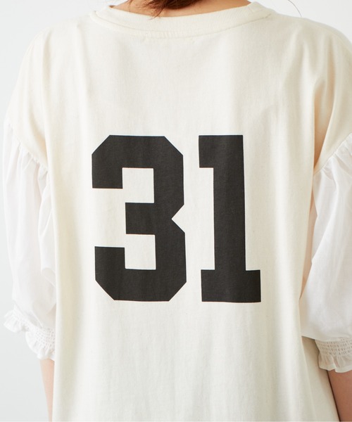 PUAL CE CIN（ピュアルセシン）の「ボリューム袖ナンバリングT（Tシャツ/カットソー・レディース・ベージュ/グリーン/ナチュラル・FREE）」の11枚目の写真