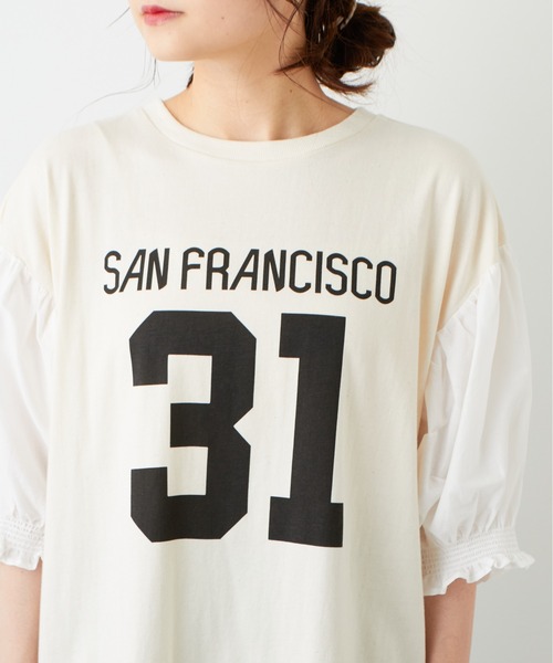 PUAL CE CIN（ピュアルセシン）の「ボリューム袖ナンバリングT（Tシャツ/カットソー・レディース・ベージュ/グリーン/ナチュラル・FREE）」の16枚目の写真