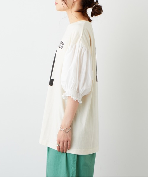 PUAL CE CIN（ピュアルセシン）の「ボリューム袖ナンバリングT（Tシャツ/カットソー・レディース・ベージュ/グリーン/ナチュラル・FREE）」の5枚目の写真