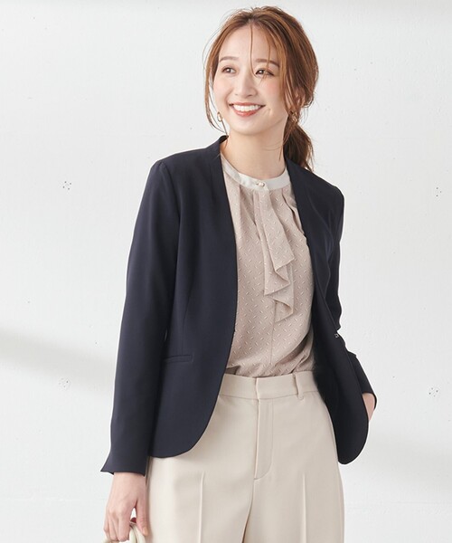 ANY SIS(エニィスィス)の「【洗える】セレモニーダブルクロス カラーレス ジャケット(ノーカラージャケット・レディース・ブラック系/ネイビー系/ライトグレー系/ベージュ系・2/3/1)」の20枚目の写真