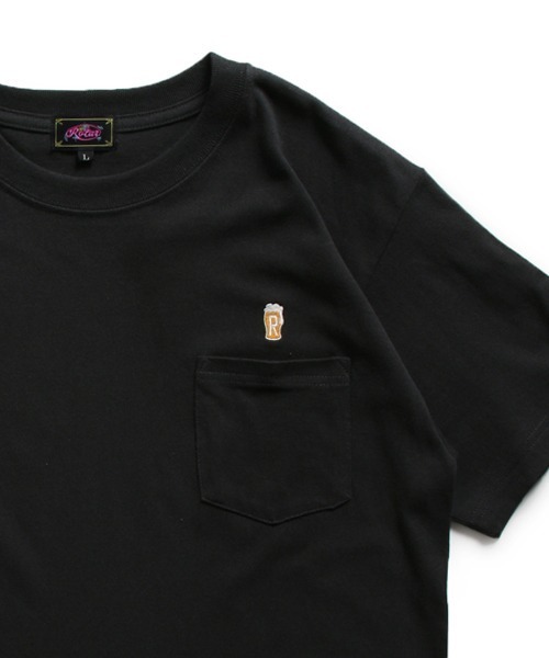 ROTAR（ローター）の「Drunk 1p pocket Tee BEER ワンポイント ポケット付き Tシャツ（Tシャツ/カットソー・メンズ・オリーブ/ホワイト/スミクロ/ブルー系その他・MEDIUM/X-LARGE/LARGE/SMALL）」の3枚目の写真