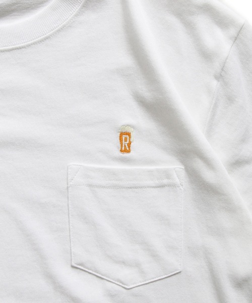 ROTAR（ローター）の「Drunk 1p pocket Tee BEER ワンポイント ポケット付き Tシャツ（Tシャツ/カットソー・メンズ・オリーブ/ホワイト/スミクロ/ブルー系その他・MEDIUM/X-LARGE/LARGE/SMALL）」の9枚目の写真