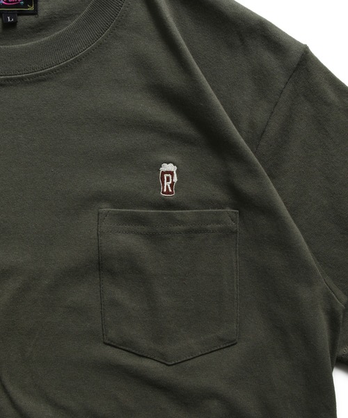 ROTAR（ローター）の「Drunk 1p pocket Tee BEER ワンポイント ポケット付き Tシャツ（Tシャツ/カットソー・メンズ・オリーブ/ホワイト/スミクロ/ブルー系その他・MEDIUM/X-LARGE/LARGE/SMALL）」の10枚目の写真