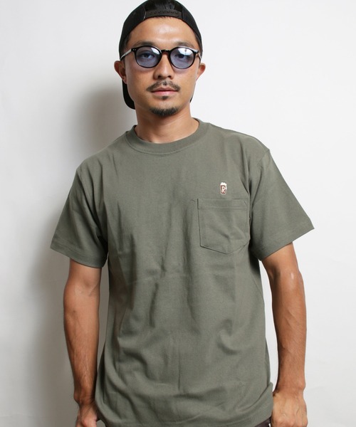 ROTAR（ローター）の「Drunk 1p pocket Tee BEER ワンポイント ポケット付き Tシャツ（Tシャツ/カットソー・メンズ・オリーブ/ホワイト/スミクロ/ブルー系その他・MEDIUM/X-LARGE/LARGE/SMALL）」の18枚目の写真