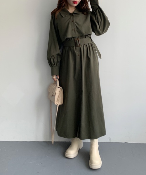 OLIVE des OLIVE（オリーブデオリーブ）の「マルチウェイトレンチワンピース（ワンピース・レディース・ブラウン/カーキ/ベージュ/アイボリー/ダークブラウン・FREE）」の7枚目の写真