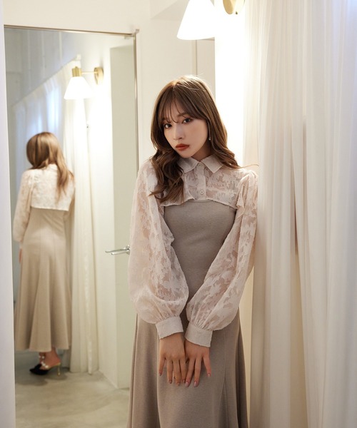 ANDGEEBEE(アンジービー)の「シャツキャミワンピセット(ワンピース・レディース・ブラック/ベージュ・MEDIUM)」の12枚目の写真