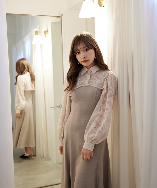 ANDGEEBEE(アンジービー)の「シャツキャミワンピセット(ワンピース・レディース・ブラック/ベージュ・MEDIUM)」の20枚目の写真