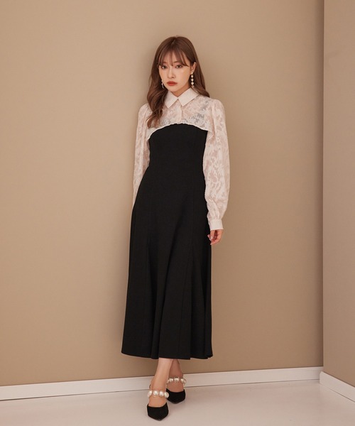 ANDGEEBEE(アンジービー)の「シャツキャミワンピセット(ワンピース・レディース・ブラック/ベージュ・MEDIUM)」の21枚目の写真