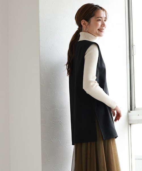 Pierrot(ピエロ)の「ウールタッチキーネックベスト(ベスト・レディース・ブラック/杢グレー・M/L)」の19枚目の写真