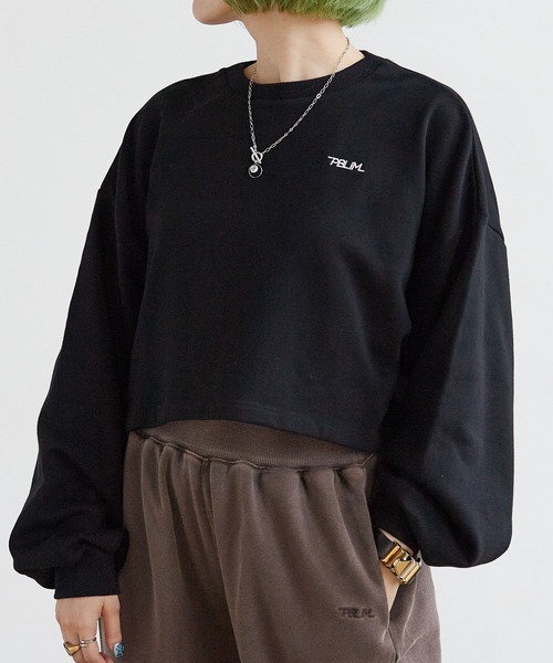 PBLIM（ページボーイリム）の「PAGEBOYLIM/シンプルショートスウェット（スウェット・レディース・ブラック/オフホワイト/オレンジ・FREE）」の2枚目の写真