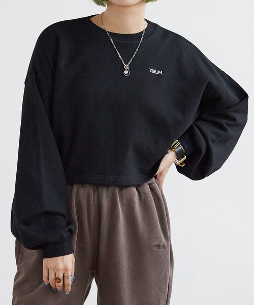 PBLIM（ページボーイリム）の「PAGEBOYLIM/シンプルショートスウェット（スウェット・レディース・ブラック/オフホワイト/オレンジ・FREE）」の4枚目の写真