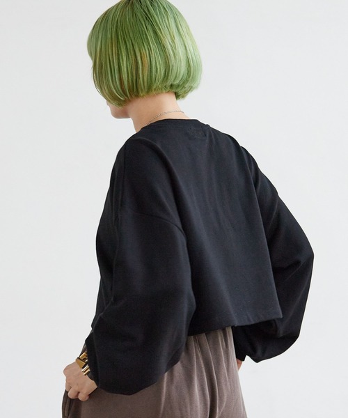 PBLIM（ページボーイリム）の「PAGEBOYLIM/シンプルショートスウェット（スウェット・レディース・ブラック/オフホワイト/オレンジ・FREE）」の6枚目の写真