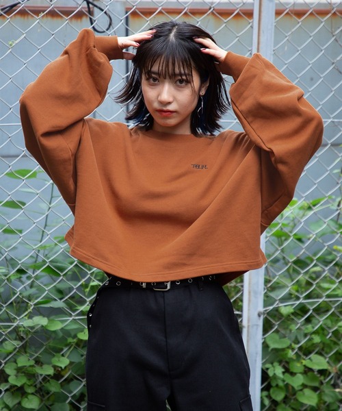 PBLIM（ページボーイリム）の「PAGEBOYLIM/シンプルショートスウェット（スウェット・レディース・ブラック/オフホワイト/オレンジ・FREE）」の8枚目の写真