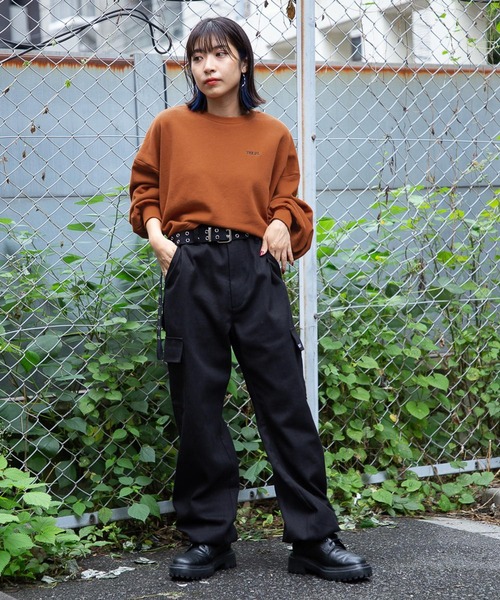 PBLIM（ページボーイリム）の「PAGEBOYLIM/シンプルショートスウェット（スウェット・レディース・ブラック/オフホワイト/オレンジ・FREE）」の10枚目の写真