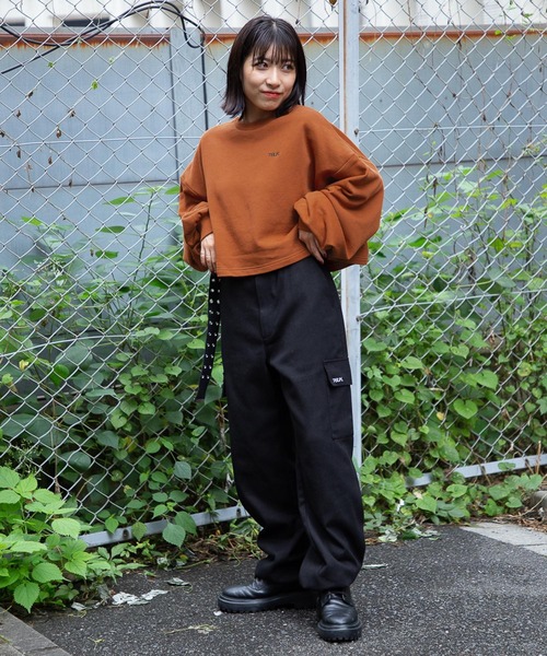 PBLIM（ページボーイリム）の「PAGEBOYLIM/シンプルショートスウェット（スウェット・レディース・ブラック/オフホワイト/オレンジ・FREE）」の11枚目の写真