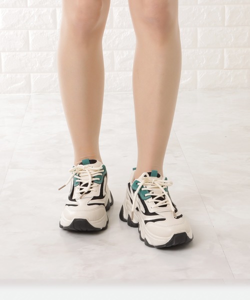 Lace Ladies（レースレディース）の「厚底メッシュダッドスニーカー（スニーカー・レディース・ベージュ/ブラック・23/22.5/24.5/24/23.5/25）」の19枚目の写真