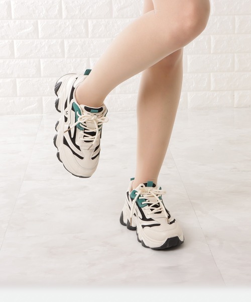 Lace Ladies（レースレディース）の「厚底メッシュダッドスニーカー（スニーカー・レディース・ベージュ/ブラック・23/22.5/24.5/24/23.5/25）」の20枚目の写真