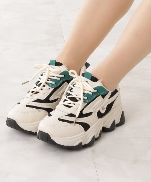 Lace Ladies（レースレディース）の「厚底メッシュダッドスニーカー（スニーカー・レディース・ベージュ/ブラック・23/22.5/24.5/24/23.5/25）」の13枚目の写真