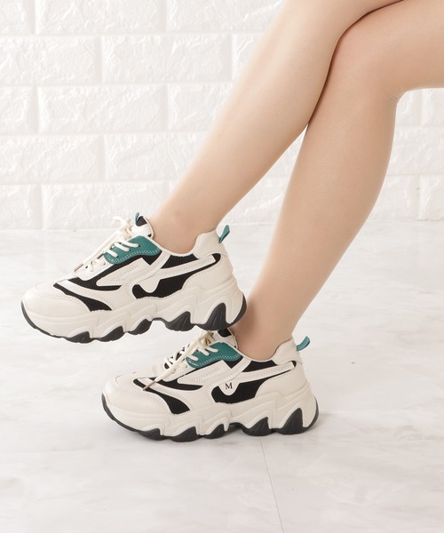 Lace Ladies（レースレディース）の「厚底メッシュダッドスニーカー（スニーカー・レディース・ベージュ/ブラック・23/22.5/24.5/24/23.5/25）」の14枚目の写真