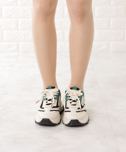 Lace Ladies（レースレディース）の「厚底メッシュダッドスニーカー（スニーカー・レディース・ベージュ/ブラック・23/22.5/24.5/24/23.5/25）」の15枚目の写真