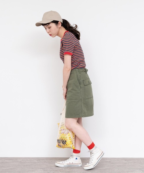 CHILD WOMAN(チャイルドウーマン)の「変形テレコマルチボーダー半袖プルオーバー(Tシャツ/カットソー・レディース・ブラウン/レッド・FREE)」の12枚目の写真