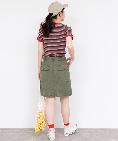 CHILD WOMAN(チャイルドウーマン)の「変形テレコマルチボーダー半袖プルオーバー(Tシャツ/カットソー・レディース・ブラウン/レッド・FREE)」の13枚目の写真