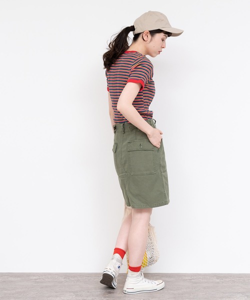 CHILD WOMAN(チャイルドウーマン)の「変形テレコマルチボーダー半袖プルオーバー(Tシャツ/カットソー・レディース・ブラウン/レッド・FREE)」の14枚目の写真