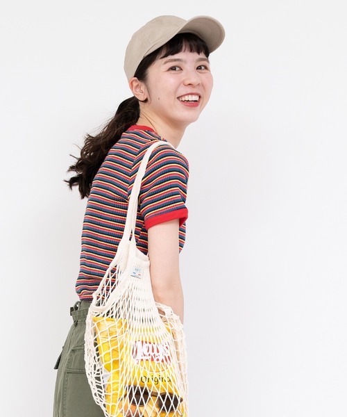 CHILD WOMAN(チャイルドウーマン)の「変形テレコマルチボーダー半袖プルオーバー(Tシャツ/カットソー・レディース・ブラウン/レッド・FREE)」の7枚目の写真
