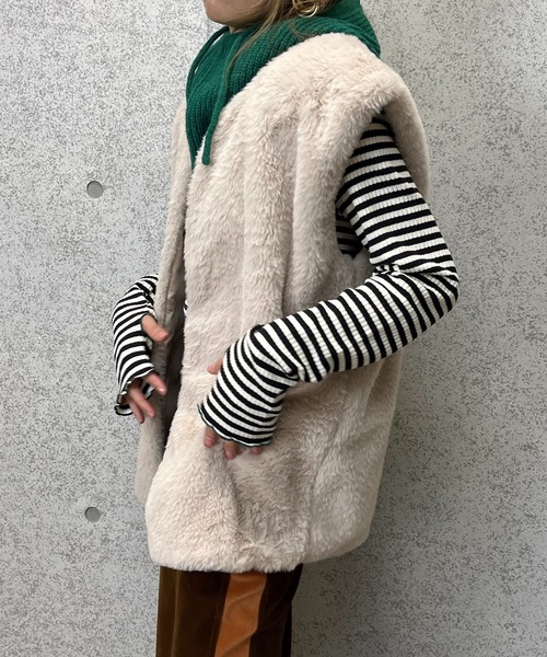 mi via loca（ミヴィアロカ）の「フェイクファーノーカラージレ（ベスト・レディース・ブラック/ベージュ/ブラウン/グレー・FREE）」の22枚目の写真