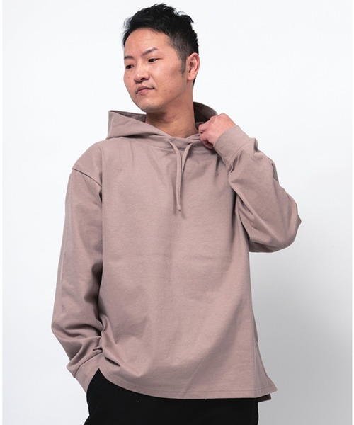 Alil（アリル）の「【Alil】アリル 10/-天竺 プルパーカー ルーズ シルエット 大人カジュアル（パーカー・メンズ・カーキ/ネイビー/グレイッシュベージュ/ブラック/オフホワイト・SMALL/MEDIUM/LARGE）」の3枚目の写真