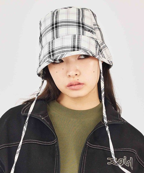 X-girl（エックスガール）の「PLAID BUCKET HAT（ハット・レディース・ホワイト/グリーン/イエロー・ONE SIZE）」の11枚目の写真