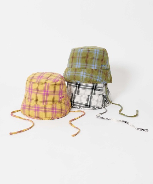 X-girl（エックスガール）の「PLAID BUCKET HAT（ハット・レディース・ホワイト/グリーン/イエロー・ONE SIZE）」の15枚目の写真
