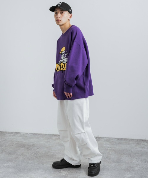 Rocky Monroe(ロッキーモンロー)の「オーバーサイズ ジャガード編み ニットプルオーバー クルーネック セーター(ニット/セーター・メンズ・パープル/イエロー/グリーン/アイボリー/アイボリー系/グリーン系/パープル系/ブラック・M/L)」の11枚目の写真