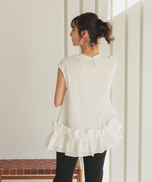 DONOBAN(ドノバン)の「フリルヘム タンクトップ(タンクトップ・レディース・ホワイト/ブラック・F)」の9枚目の写真