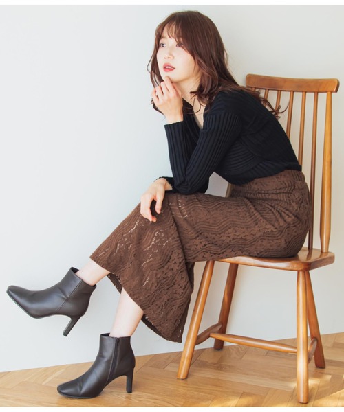 CHILLE(チル)の「起毛レースタイトスカート(スカート・レディース・ブラウン/アイボリー/ブラック・FREE)」の11枚目の写真