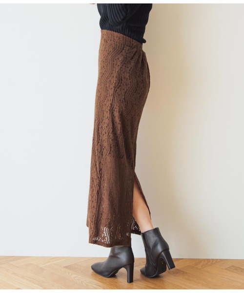 CHILLE(チル)の「起毛レースタイトスカート(スカート・レディース・ブラウン/アイボリー/ブラック・FREE)」の10枚目の写真