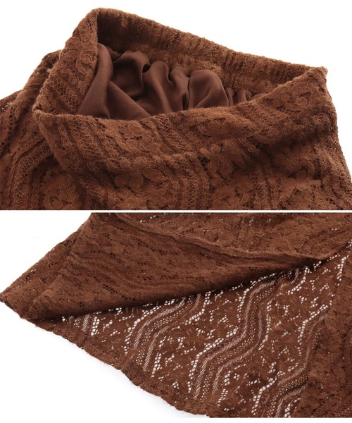 CHILLE(チル)の「起毛レースタイトスカート(スカート・レディース・ブラウン/アイボリー/ブラック・FREE)」の5枚目の写真