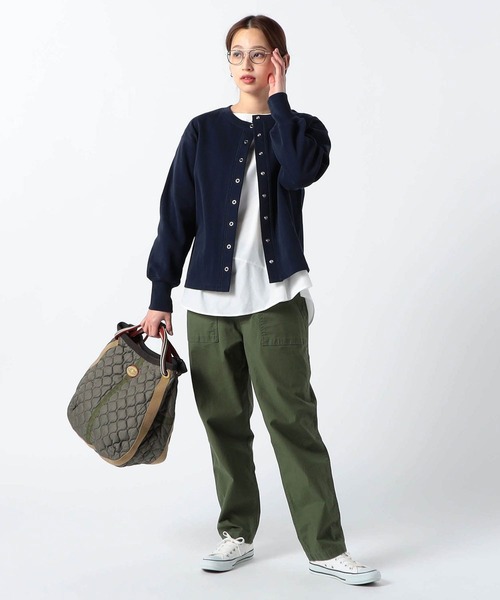 Grand PARK（グランドパーク）の「スナップ長袖カーディガン（カーディガン/ボレロ・レディース・ホワイト×ブラック/モスグリーン/ネイビー・FREE）」の6枚目の写真