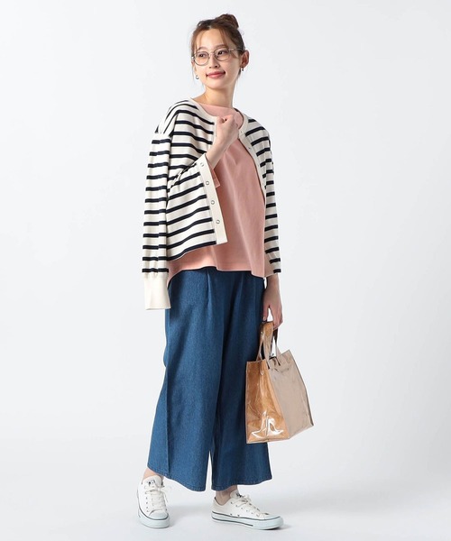 Grand PARK（グランドパーク）の「スナップ長袖カーディガン（カーディガン/ボレロ・レディース・ホワイト×ブラック/モスグリーン/ネイビー・FREE）」の7枚目の写真