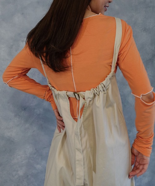 CORNERS（コーナーズ）の「コットンツイルギャザーオールインワン（サロペット/オーバーオール・レディース・ベージュ系その他/ブラック/ライトベージュ/オリーブ・M）」の6枚目の写真