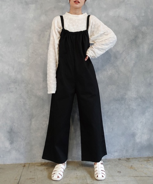 CORNERS（コーナーズ）の「コットンツイルギャザーオールインワン（サロペット/オーバーオール・レディース・ベージュ系その他/ブラック/ライトベージュ/オリーブ・M）」の9枚目の写真