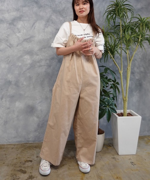 CORNERS（コーナーズ）の「コットンツイルギャザーオールインワン（サロペット/オーバーオール・レディース・ベージュ系その他/ブラック/ライトベージュ/オリーブ・M）」の13枚目の写真