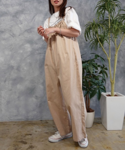 CORNERS（コーナーズ）の「コットンツイルギャザーオールインワン（サロペット/オーバーオール・レディース・ベージュ系その他/ブラック/ライトベージュ/オリーブ・M）」の11枚目の写真