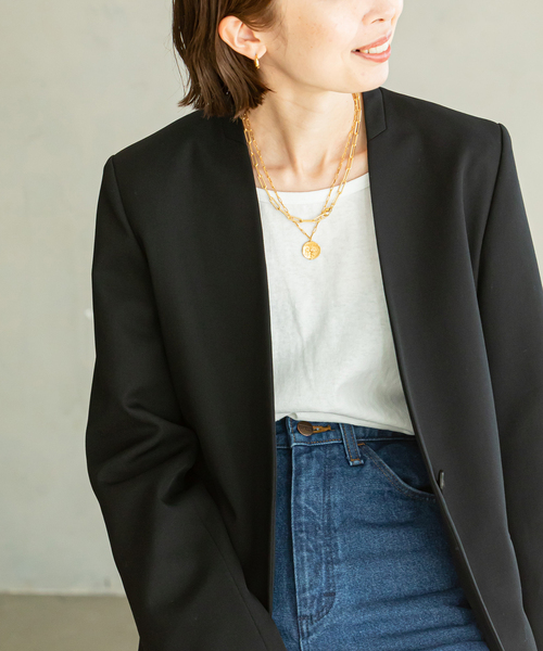 ウールツイルノーカラージャケット（ノーカラージャケット）｜NOBLE