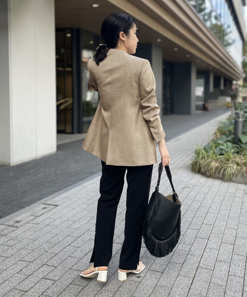 Noble（ノーブル）の「ウールツイルノーカラージャケット（ノーカラージャケット・レディース・ブラック/ベージュ・36/38）」の10枚目の写真