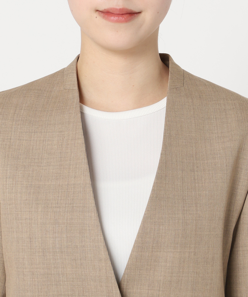 NOBLE ノーカラージャケット ベージュ Noble（ノーブル）｜ノーカラージャケット（ベージュ系）一覧 - WEAR