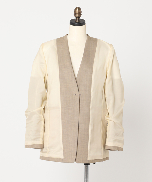 NOBLE ウールツイルノーカラージャケット ウールツイルノーカラージャケット（ノーカラージャケット）｜NOBLE