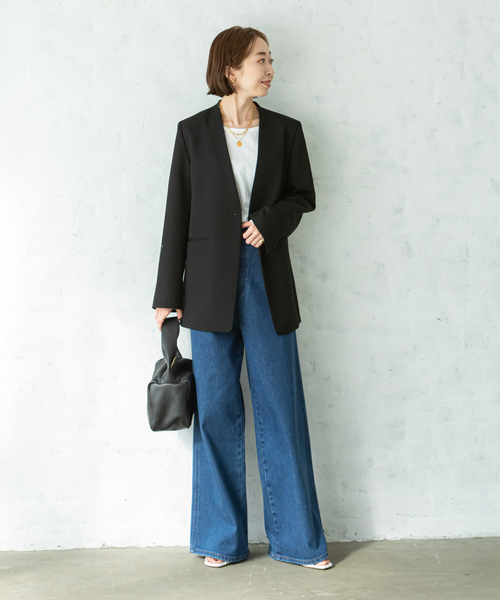 ウールツイルノーカラージャケット（ノーカラージャケット）｜NOBLE