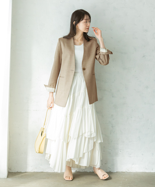 ウールツイルノーカラージャケット（ノーカラージャケット）｜NOBLE